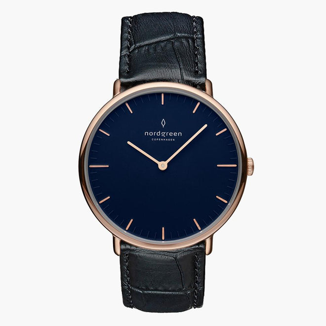 NR40RGLEBCNA  &Native ladies leather strap watches - navy dial - rose gold case NR40RGLEBCNA  &Native ladies leather strap watches - navy dial - rose gold case