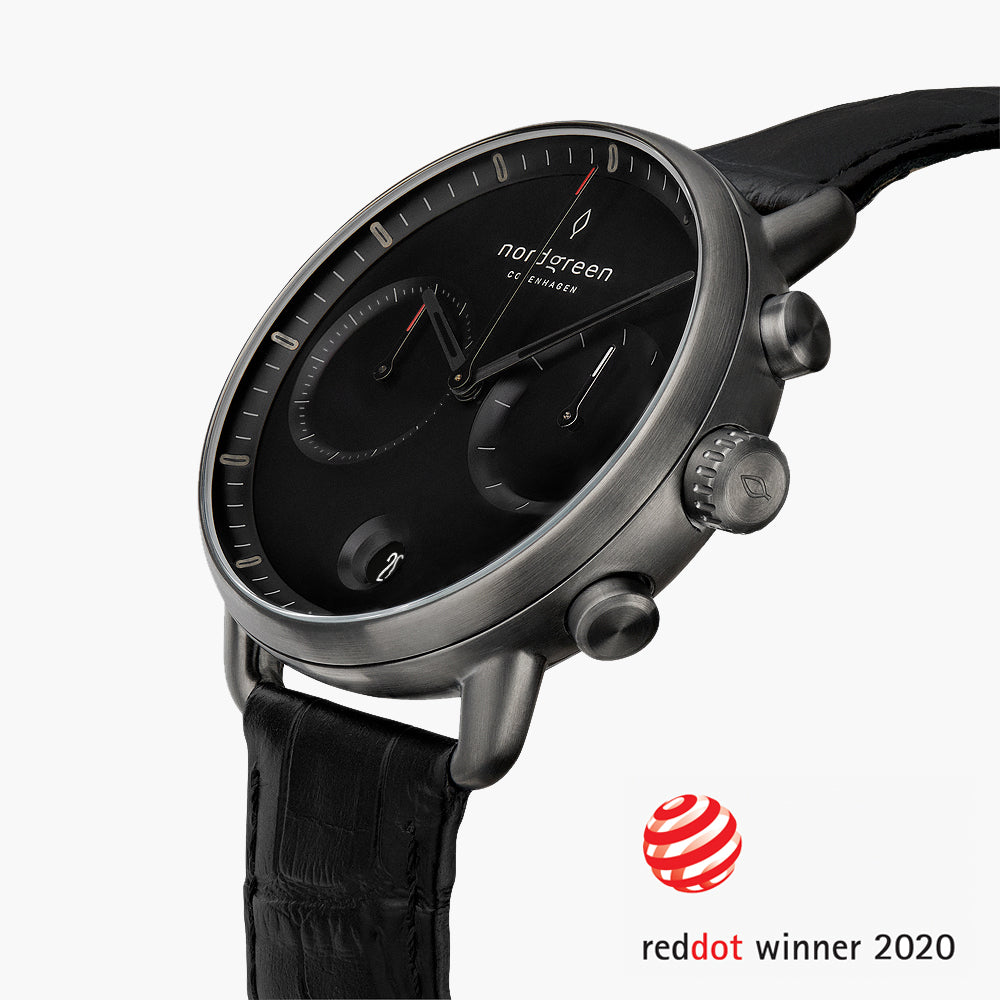 Pioneer Black Dial Black Croc Leather