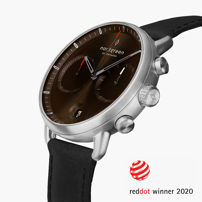 PI42SILEBLBS &Pioneer silver watch mens - brown sunray dial - black leather strap PI42SILEBLBS &Pioneer silver watch mens - brown sunray dial - black leather strap