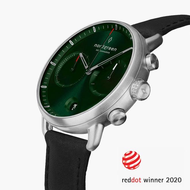 PI42SILEBLGS &Pioneer silver watch men - sunray green dial - black leather strap PI42SILEBLGS &Pioneer silver watch men - sunray green dial - black leather strap
