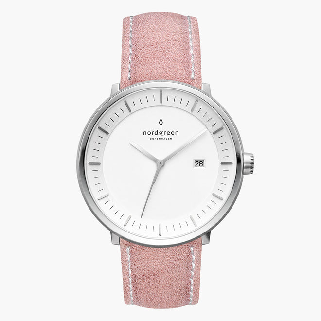 PH36SILEPIXX &Philosopher silver watch mens - white dial - pink leather strap PH36SILEPIXX &Philosopher silver watch mens - white dial - pink leather strap