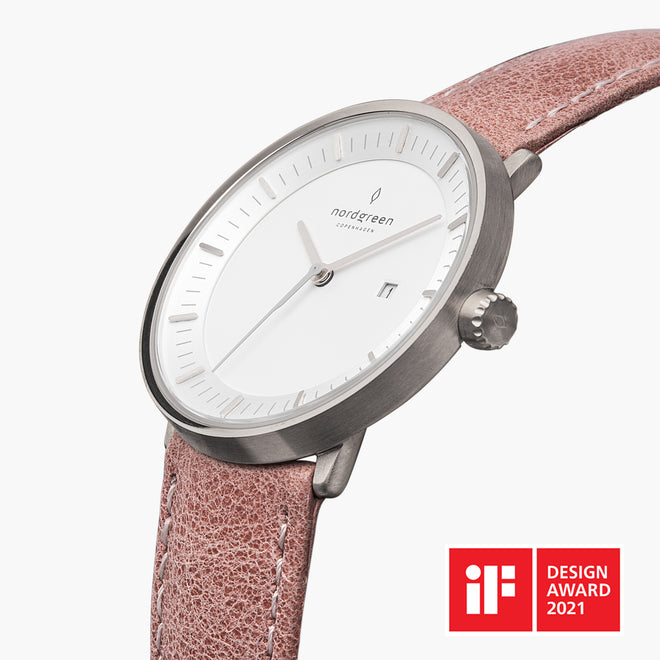 PH36SILEPIXX &Philosopher silver watch mens - white dial - pink leather strap PH36SILEPIXX &Philosopher silver watch mens - white dial - pink leather strap