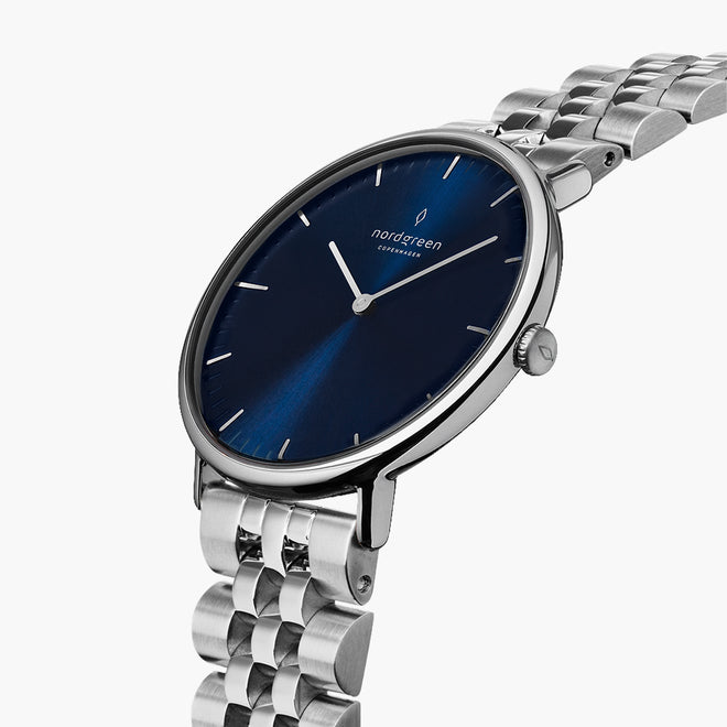 NR36SI5LSINA NR40SI5LSINA &Native silver watch mens - navy blue dial - 5 link strap NR36SI5LSINA NR40SI5LSINA &Native silver watch mens - navy blue dial - 5 link strap