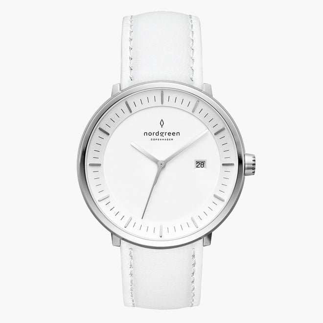 PH36SILEWHXX &Philosopher silver watch mens - white dial - white leather strap PH36SILEWHXX &Philosopher silver watch mens - white dial - white leather strap