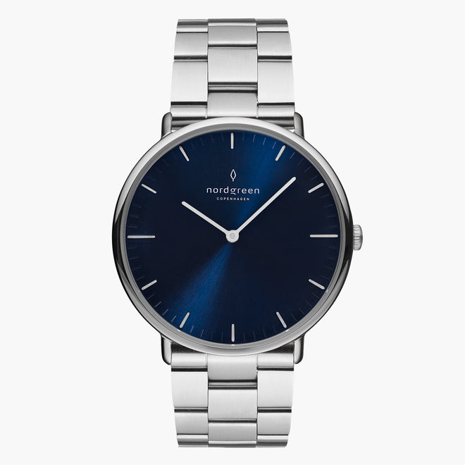 NR36SI3LSINA NR40SI3LSINA &Native silver watch mens - navy blue dial - 3 link strap NR36SI3LSINA NR40SI3LSINA &Native silver watch mens - navy blue dial - 3 link strap