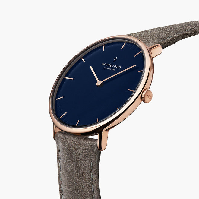 NR40RGLEGRNA &Native ladies leather strap watches - navy dial - rose gold case NR40RGLEGRNA &Native ladies leather strap watches - navy dial - rose gold case