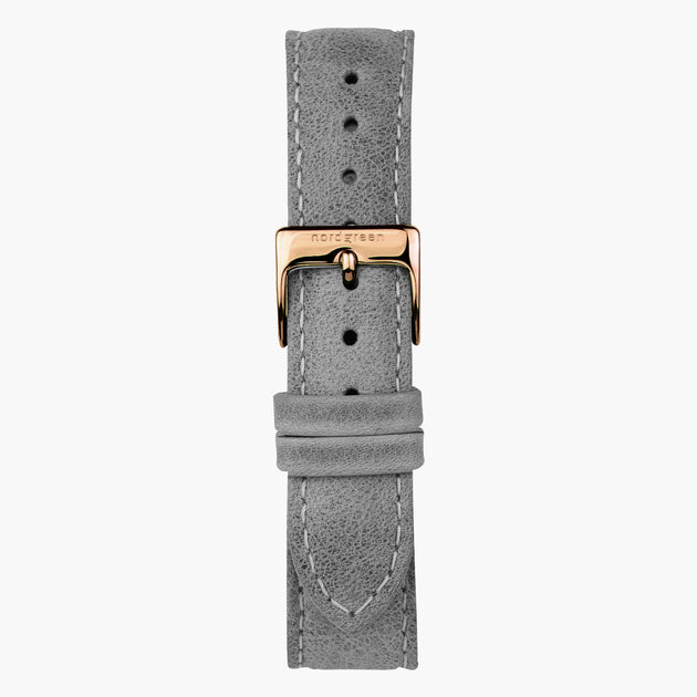 ST20PORGLEGR &Leather watch straps in patina grey - rose gold buckle - 20mm