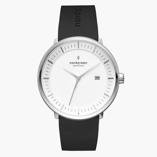 PH40SIRUBLXX &Philosopher mens watch rubber strap - white dial - silver case PH40SIRUBLXX &Philosopher mens watch rubber strap - white dial - silver case