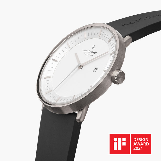 PH40SIRUBLXX &Philosopher mens watch rubber strap - white dial - silver case PH40SIRUBLXX &Philosopher mens watch rubber strap - white dial - silver case