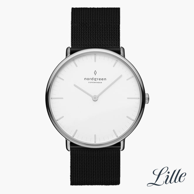 NR32SIMEBLXX &Native silver watch women - white dial - black mesh strap NR32SIMEBLXX &Native silver watch women - white dial - black mesh strap