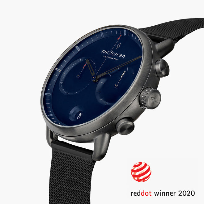 PI42GMMEBLNA &Pioneer gunmetal watch - navy blue dial - black mesh strap PI42GMMEBLNA &Pioneer gunmetal watch - navy blue dial - black mesh strap