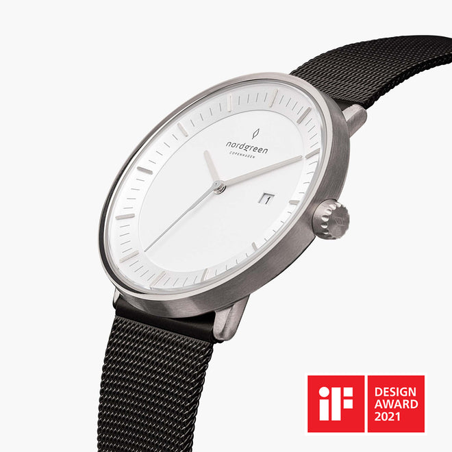 PH36SIMEBLXX PH40SIMEBLXX &Philosopher silver watch mens - white dial - black mesh strap PH36SIMEBLXX PH40SIMEBLXX &Philosopher silver watch mens - white dial - black mesh strap