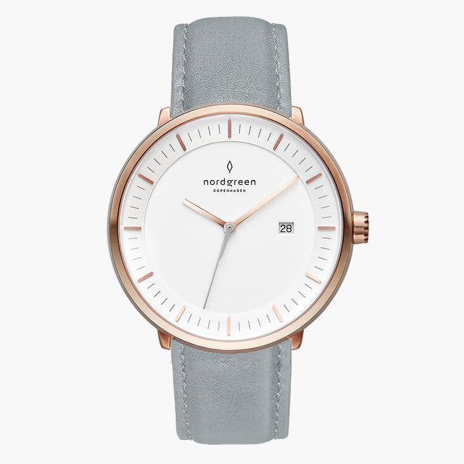 PH36RGVEDOXX PH40RGVEDOXX &Philosopher mens white face watches - rose gold case - dove grey leather strap PH36RGVEDOXX PH40RGVEDOXX &Philosopher mens white face watches - rose gold case - dove grey leather strap