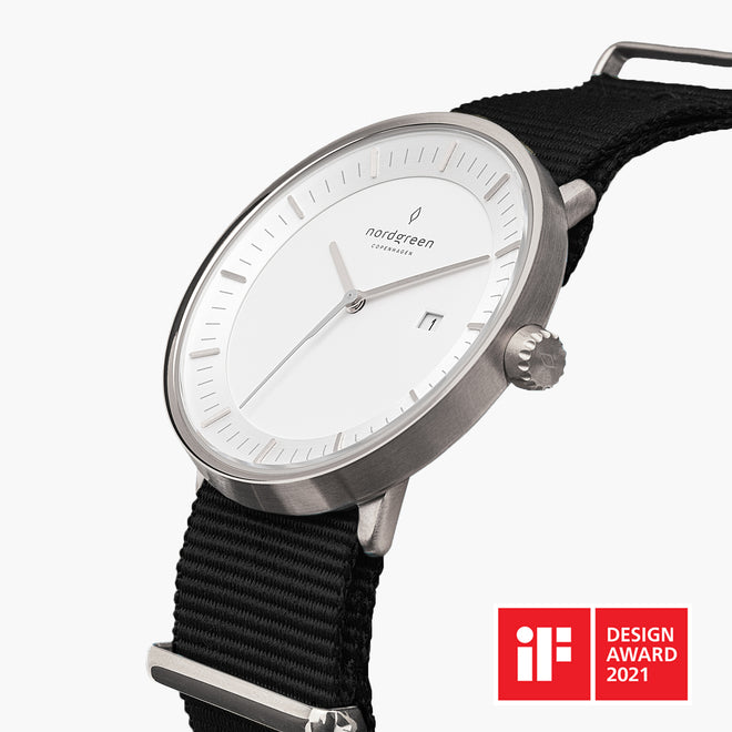 PH36SINYBLXX PH40SINYBLXX &Philosopher silver watch mens - white dial - black nylon strap PH36SINYBLXX PH40SINYBLXX &Philosopher silver watch mens - white dial - black nylon strap