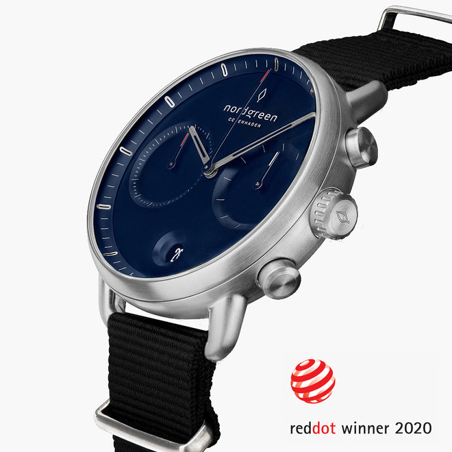 PI42SINYBLNA &Pioneer silver watch mens - navy blue dial - black nylon strap PI42SINYBLNA &Pioneer silver watch mens - navy blue dial - black nylon strap