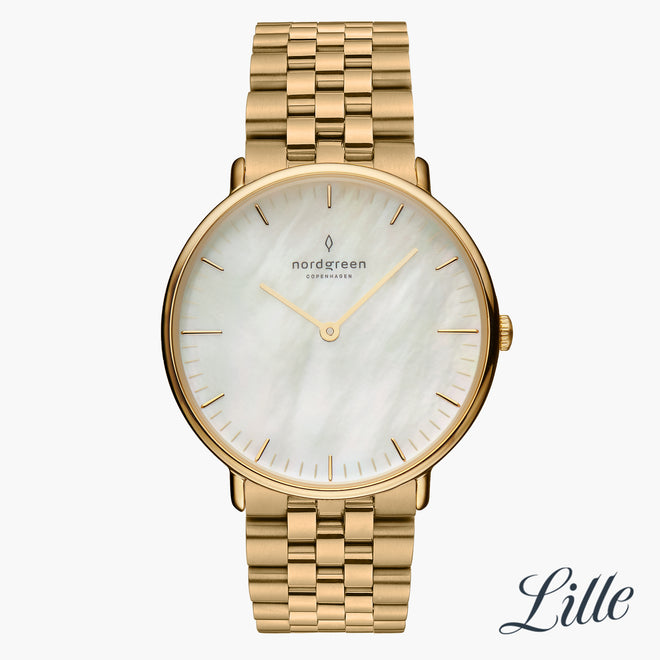 NR28GO5LGOMP NR32GO5LGOMP &Native mother of pearl watch - gold case - 5 link NR28GO5LGOMP NR32GO5LGOMP &Native mother of pearl watch - gold case - 5 link
