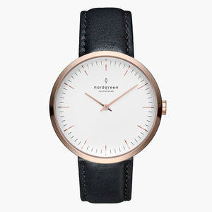 IN32RGLEBLXX IN40RGLEBLXX &Infinity rose gold ladies watch - white dial - rose gold case - black leather strap
