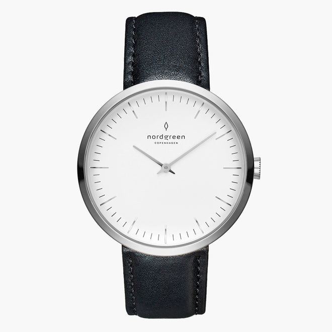 IN32SILEBLXX IN40SILEBLXX &Infinity ladies leather strap watches - white dial - silver case - black leather strap IN32SILEBLXX IN40SILEBLXX &Infinity ladies leather strap watches - white dial - silver case - black leather strap