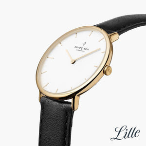 NR32GOLEBLXX &Native ladies leather strap watches - white dial - gold case