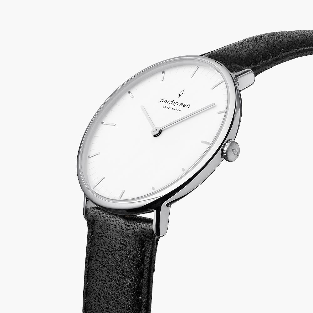 White face leather strap watch deals
