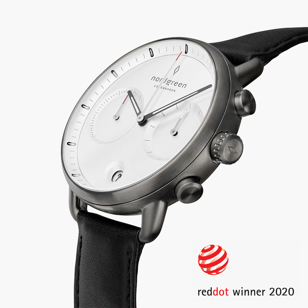Pioneer White Dial Black Leather