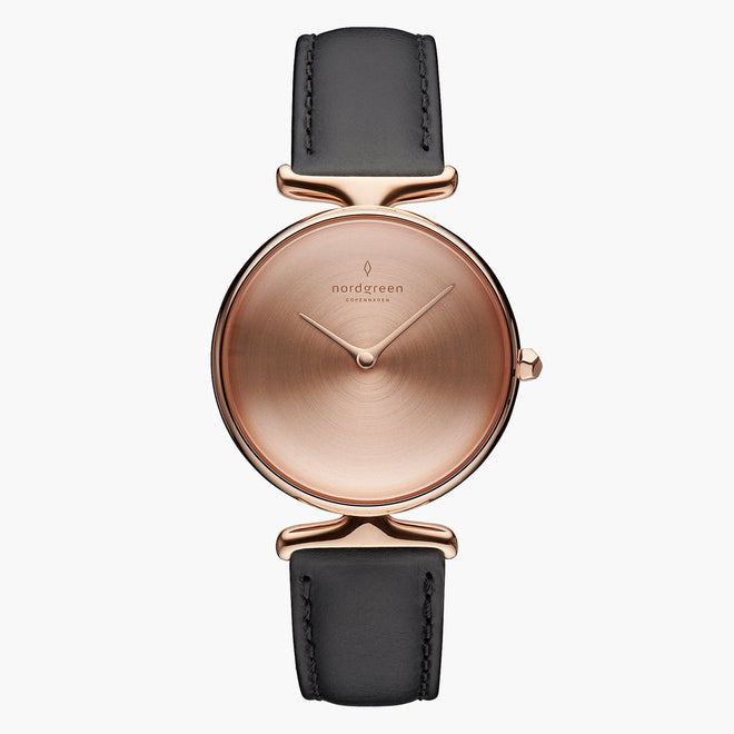 UN28RGLEBLBM UN32RGLEBLBM &Unika rose gold ladies watch - brushed dial - rose gold case - black leather strap UN28RGLEBLBM UN32RGLEBLBM &Unika rose gold ladies watch - brushed dial - rose gold case - black leather strap
