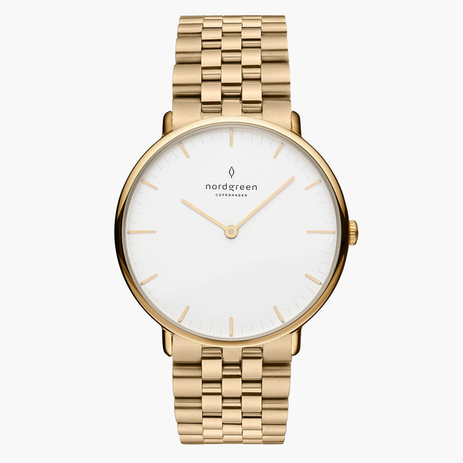 NR36GO5LGOXX NR40GO5LGOXX NR28GO5LGOXX &Native gold watch women - white dial - 5 link strap