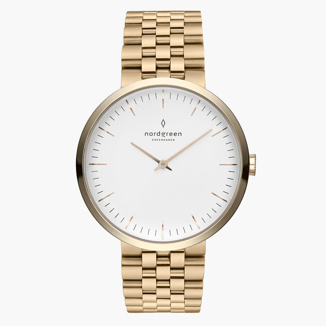 IN32GO5LGOXX &Infinity gold watch women - white dial - 5 link strap IN32GO5LGOXX &Infinity gold watch women - white dial - 5 link strap