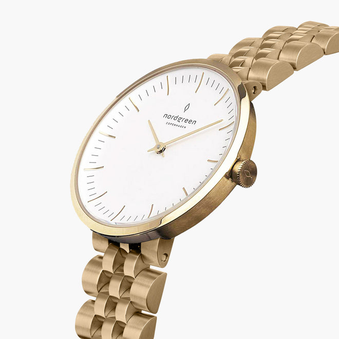 IN32GO5LGOXX &Infinity gold watch women - white dial - 5 link strap IN32GO5LGOXX &Infinity gold watch women - white dial - 5 link strap
