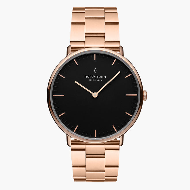NR36RG3LROBL NR40RG3LROBL &Native black face ladies watch - rose gold case - 3 link strap NR36RG3LROBL NR40RG3LROBL &Native black face ladies watch - rose gold case - 3 link strap