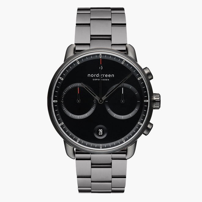 PI42GM3LGUBL &Pioneer gunmetal watch - black dial - 3 link strap PI42GM3LGUBL &Pioneer gunmetal watch - black dial - 3 link strap