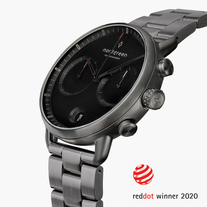 PI42GM3LGUBL &Pioneer gunmetal watch - black dial - 3 link strap PI42GM3LGUBL &Pioneer gunmetal watch - black dial - 3 link strap