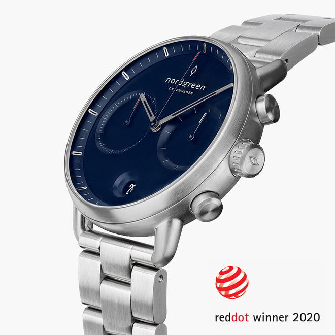 PI42SI3LSINA &Pioneer silver watch mens - navy blue dial - 3 link strap PI42SI3LSINA &Pioneer silver watch mens - navy blue dial - 3 link strap