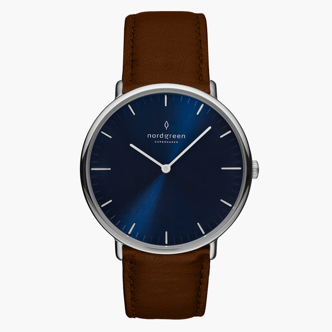 NR32SILEDBNA NR36SILEDBNA NR40SILEDBNA NR28SILEDBNA  &Native ladies leather strap watches - navy dial - silver case  - dark brown leather strap NR32SILEDBNA NR36SILEDBNA NR40SILEDBNA NR28SILEDBNA  &Native ladies leather strap watches - navy dial - silver case  - dark brown leather strap