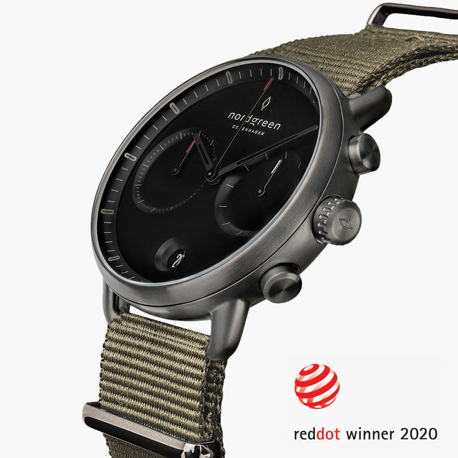 PI42GMNYAGBL &Pioneer gunmetal watch - black dial - olive green nylon strap PI42GMNYAGBL &Pioneer gunmetal watch - black dial - olive green nylon strap
