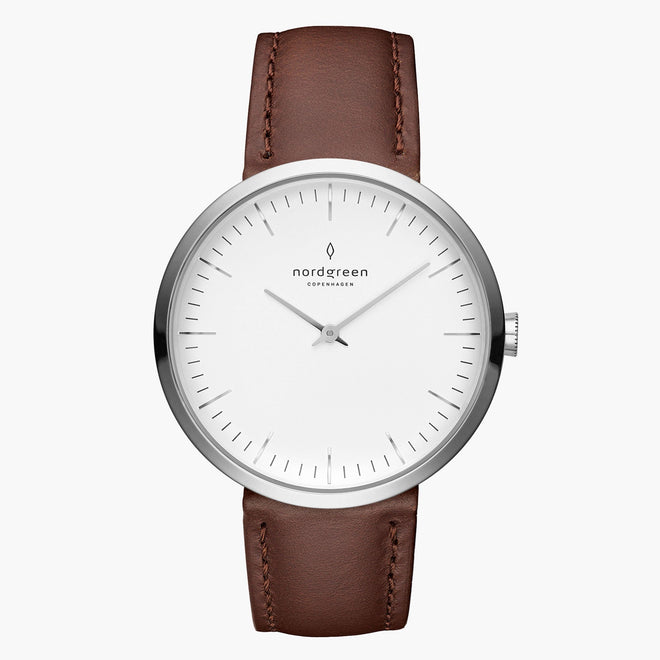 IN32SILEDBXX IN40SILEDBXX &Infinity ladies leather strap watches - white dial - silver case - brown leather strap IN32SILEDBXX IN40SILEDBXX &Infinity ladies leather strap watches - white dial - silver case - brown leather strap