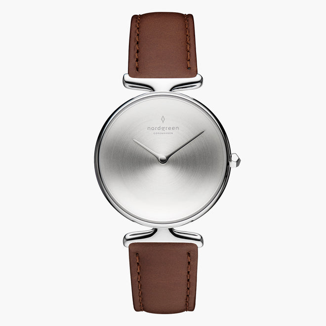 UN28SILEDBBM UN32SILEDBBM &Unika ladies leather strap watches - brushed dial - silver case - dark brown leather strap UN28SILEDBBM UN32SILEDBBM &Unika ladies leather strap watches - brushed dial - silver case - dark brown leather strap