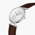 UN28SILEDBBM UN32SILEDBBM &Unika ladies leather strap watches - brushed dial - silver case - dark brown leather strap