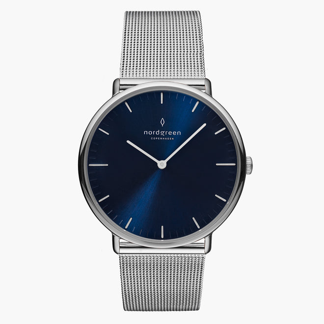 NR32SIMESINA NR36SIMESINA NR40SIMESINA NR28SIMESINA &Native silver watch with blue face - silver mesh strap NR32SIMESINA NR36SIMESINA NR40SIMESINA NR28SIMESINA &Native silver watch with blue face - silver mesh strap