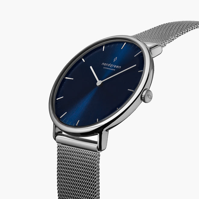 NR36SIMESINA NR40SIMESINA  &Native silver watch with blue face - silver mesh strap NR36SIMESINA NR40SIMESINA  &Native silver watch with blue face - silver mesh strap