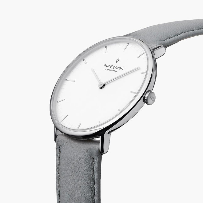 NR36SILEGRXX NR28SILEGRXX &Native ladies leather strap watches - white dial - silver case NR36SILEGRXX NR28SILEGRXX &Native ladies leather strap watches - white dial - silver case