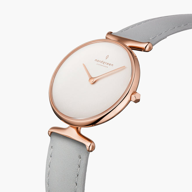 UN28RGLEGRXX UN32RGLEGRXX &Unika rose gold ladies watch - white dial - rose gold case - grey leather strap UN28RGLEGRXX UN32RGLEGRXX &Unika rose gold ladies watch - white dial - rose gold case - grey leather strap