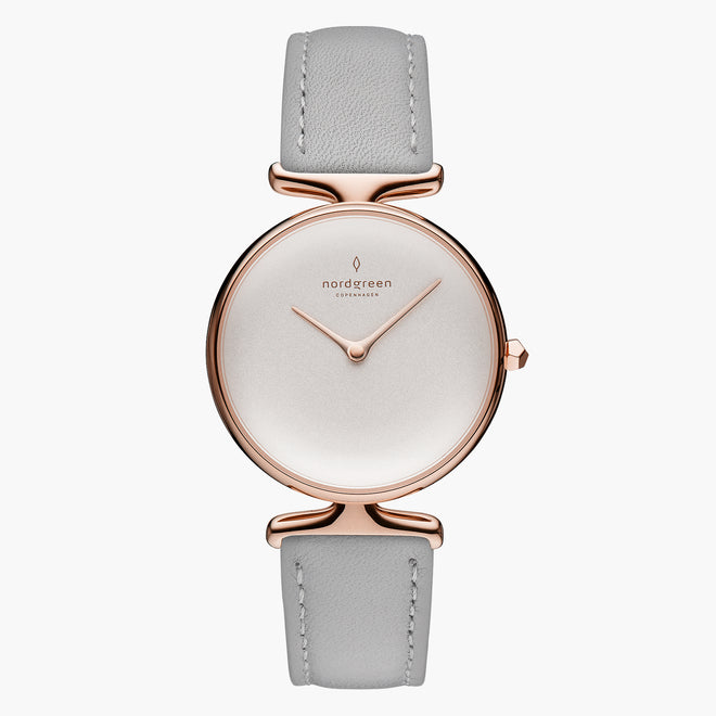 UN28RGLEGRXX UN32RGLEGRXX &Unika rose gold ladies watch - white dial - rose gold case - grey leather strap