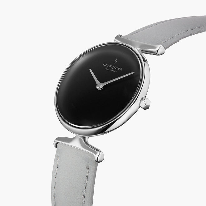 UN28SILEGRBL UN32SILEGRBL &Unika ladies leather strap watches - black dial - silver case - grey leather strap UN28SILEGRBL UN32SILEGRBL &Unika ladies leather strap watches - black dial - silver case - grey leather strap