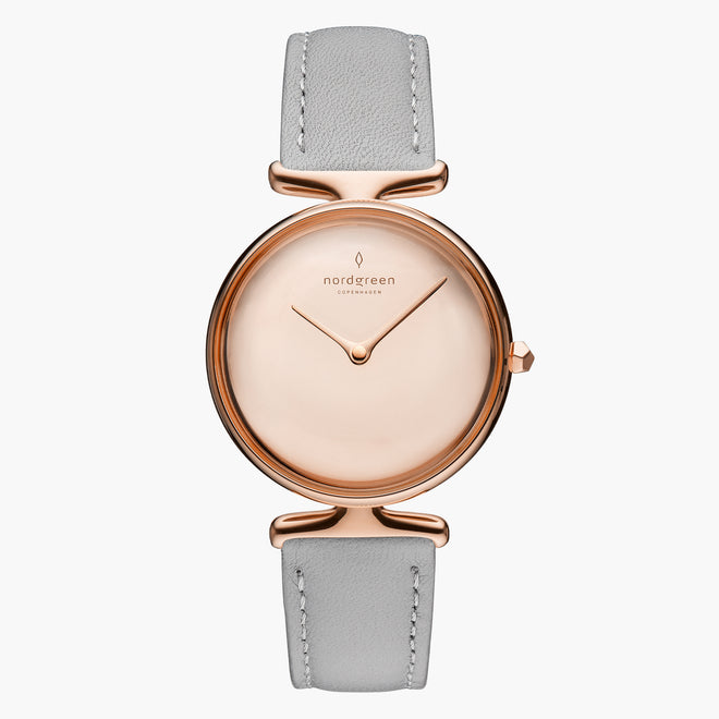 UN28RGLEGRPM UN32RGLEGRPM &Unika rose gold ladies watch - polished metal dial - rose gold case - grey leather strap UN28RGLEGRPM UN32RGLEGRPM &Unika rose gold ladies watch - polished metal dial - rose gold case - grey leather strap