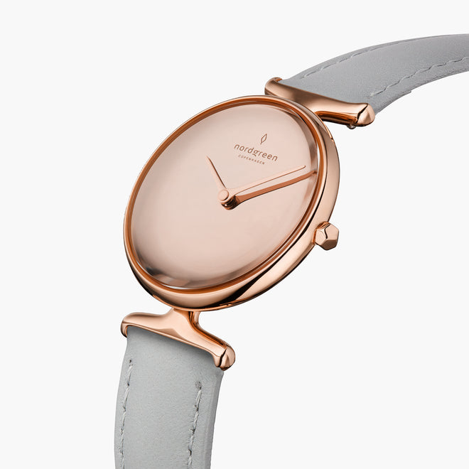UN28RGLEGRPM UN32RGLEGRPM &Unika rose gold ladies watch - polished metal dial - rose gold case - grey leather strap UN28RGLEGRPM UN32RGLEGRPM &Unika rose gold ladies watch - polished metal dial - rose gold case - grey leather strap