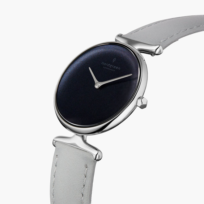 UN28SILEGRRB UN32SILEGRRB &Unika black face ladies watch - rainbow black dial - silver case - grey leather strap UN28SILEGRRB UN32SILEGRRB &Unika black face ladies watch - rainbow black dial - silver case - grey leather strap
