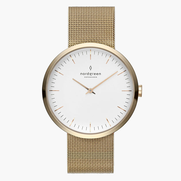 IN40GOMEGOXX IN32GOMEGOXX &Infinity gold watch women - white dial - mesh strap