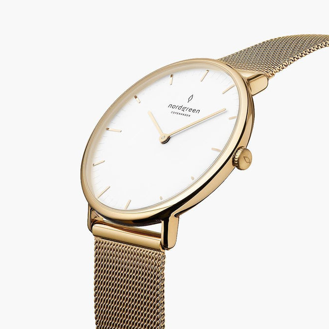 NR36GOMEGOXX NR40GOMEGOXX NR28GOMEGOXX &Native mens white face watches - gold case - mesh strap NR36GOMEGOXX NR40GOMEGOXX NR28GOMEGOXX &Native mens white face watches - gold case - mesh strap