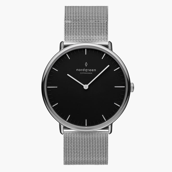 NR36SIMESIBLWJ &Native silver watch mens - black dial - mesh strap NR36SIMESIBLWJ &Native silver watch mens - black dial - mesh strap
